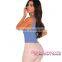 Ladies new Blue Ribbed Zipper Accent lingerie bodysuit for weight loss