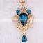 Blue Magnifying Glass Teardrop Pendant Necklace Dz-0027