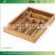 BH003/Bamboo Wooden Kitchen Drawer Utensil Adjustable Organizer Serving Tray