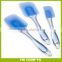 3-Pieces Square Nonstick Heat Resistant Blue Scraper Set Silicone Spatulas, Silicone Heads and Crystal-like Plastic Handles
