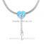 Hot Sale Blue Enamel Solid S925 Heart Silver Plated Bell Couple Bracelet Key Lock Personal Long Chains SlideCharms Pendants