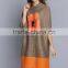 Latest design woman button flower printed crinkled dress