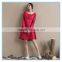 Fashion red linen ladies winter one piece dress of large size