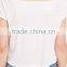 Square neck plain t shirt without collar blank white t shirt