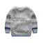 Pure cotton Childrenwear gray color flat knitting strip neck unique design sweater cardigan boy