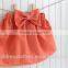 High quality solid candy color 100% cotton mini skirt with beautiful bowknot