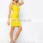 wholesale women sexy open back yellow ribbed bodycon bandage dress evening dress china