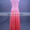 Wholesale V Neckline See Through Appliques Chiffon Long Girls Bridesmaid Dress