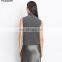 Women Grey Chunky Rib Cashmere Sleeveless Turtleneck Sweater