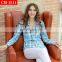 2017 Latest Design 100% Cotton Beautiful Mixedcolor Plaid t Shirt Blouse for Young Women