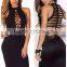 2016 Fashion Hollow Out With See Through Off The Shoulder Sleeveless Sexy Bandage Dress