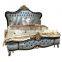 Italy Cow Comfortable Classical Design European Brown Leather Bed Room Furniture King Size Big Headboard Bed Bedroom Set