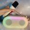 Custom speaker with two wireless microphone Colorful Night Light Home Outdoor Portable party box speaker Mic