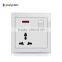 13A multi socket with 2 USB white glass panel wall power switched socket