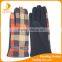 2016 wholesale decent spandex velvet checker gloves with leather belt