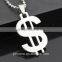 Big dollar symbol pendant bead chain for men 316L Stainless Steel necklace wholesale