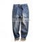 brand name jeans men vintage ripped patch distressed denim baggy jeans harem jeans pants