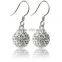 Sparkle CZ Crystal Ball 925 Silver Shamballa Hook Earring for Wedding Party
