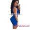 2016 Blue Lace Mesh latex Bodycon Mini adult lady girls party dress