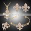 2016 Trendy Gold Plated Rhinestone Anchor Statement Necklace Stud Earring Bracelet Ring Set for Women Wedding Jewelry Set