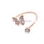 18K Rose Gold Butterfly Zirconia Adjustable Ring one size