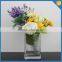 custom made ribbed pattern square shaped clear glass vases for centerpieces
