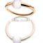 Fashionable Gemstone Jewelry One Stone Gold Plated Stainless Steel White Moonstone Ring