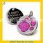 pink pet dog tag with pug printed