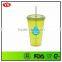 BPA Free eco friendly tumbler mug with curly straw 16 ounce