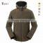 Army green multi pockets polar fleece thick warm Mountaineering jacket with hood