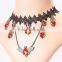 MYLOVE New Design European Fashion Charm Red Rhinestone Halloween Black Bat Necklace MLY266