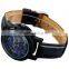 WINNER Blue Men's Skeleton Mechanical Hand-winding Black Leather Wrist Watch