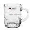 Customized printing glass water cup with handle