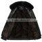 2014 fashion Men black mens winter PU leather coat with fur collar