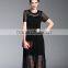 Pretty two pieces mature woman wear wrinkled dress with overlay mesh