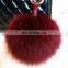 Many color custom fur ball bobble key ring fox fur bobble keyring for bag decoration