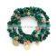 Sequin green agate chip stretch bracelet