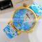 New Fashion Watch Luxury Flowers Printed Geneva Watch Women Casual Quartz Watch Elegant Popular Ladies Dress Wristwatch Relojes