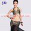 Sexy Ice Silk Belly Dance Sequins Beaded Tassel Tops With Chest Pad S-3002#