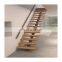 Solid oak beach wood steps mono beam straight stairs single stringer staircases with standoff glass railings