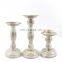 custom white color tall elegent delicate wedding candlestick in glass with candles