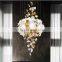Modern Style Flower Custom Decorative Hotel Banquet Hall Hand Blown Glass Leaf Chandelier