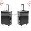2016 Popular Black Professional Aluminum Trolley Cosmetic Makeup Case with Lighted Mirror and Legs