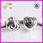 925 sterling silver heart charms beads with purple rhinestone charm beads for jewelry making