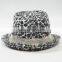 Fashion leopard skin fedora hat with ribbon