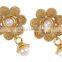 Indian Gold Plated With White Pearl Small Jhumki For Women
