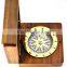 Antique Vintage Solid Brass Gift Compass With Wooden Box 13522