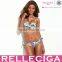 RELLECIGA Hottest Neon Color Doodle Print Bandeau Top Bikini Set with Removable Ties at Neck