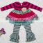 Hot sale christmas 3pcs boutique cute baby girl clothing babies kids stripe outfit plus size dress