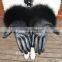 Imported Sheep Leather Fashion Black Fox Fur Cuff Women Leather Gloves